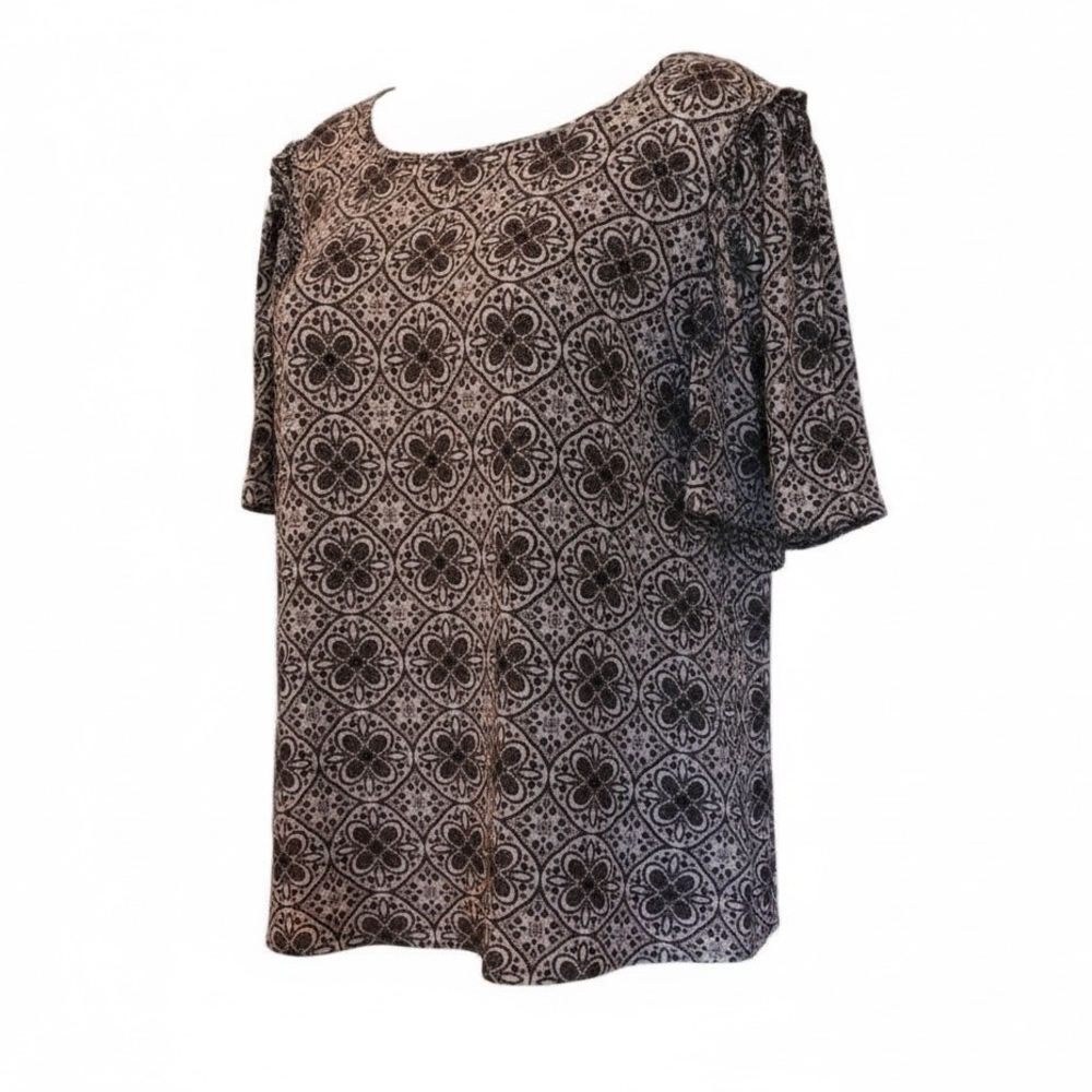 Worthington Black and White Floral Print Women's Top Size 1X